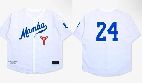Men's White Los Angeles Dodgers #24 Kobe Bryant Mamba Stitched Baseball Jersey